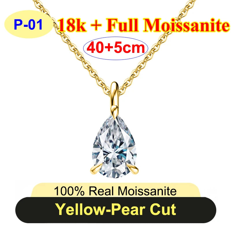 PureNew 1-5ct Classic Full Moissanite Necklace For Women S925 Silver Plated 18k Gold D Color VVS1 Women's Moissanite Chain Gift
