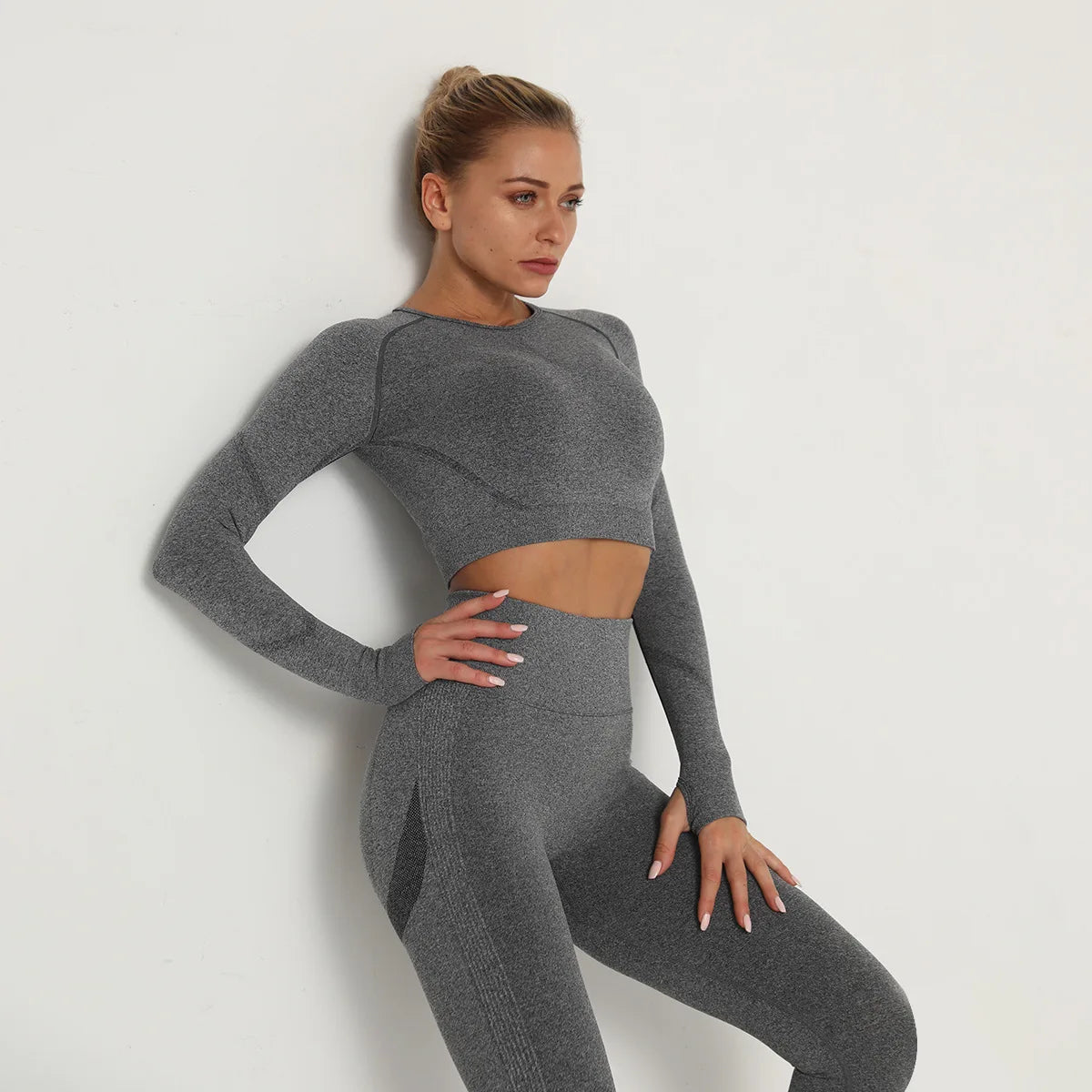 Solid Color seamless gym Yoga Set Legging +sport bra+short+long sleeves Tracksuit  Women Gym Suit Comprehensive Training Jogging