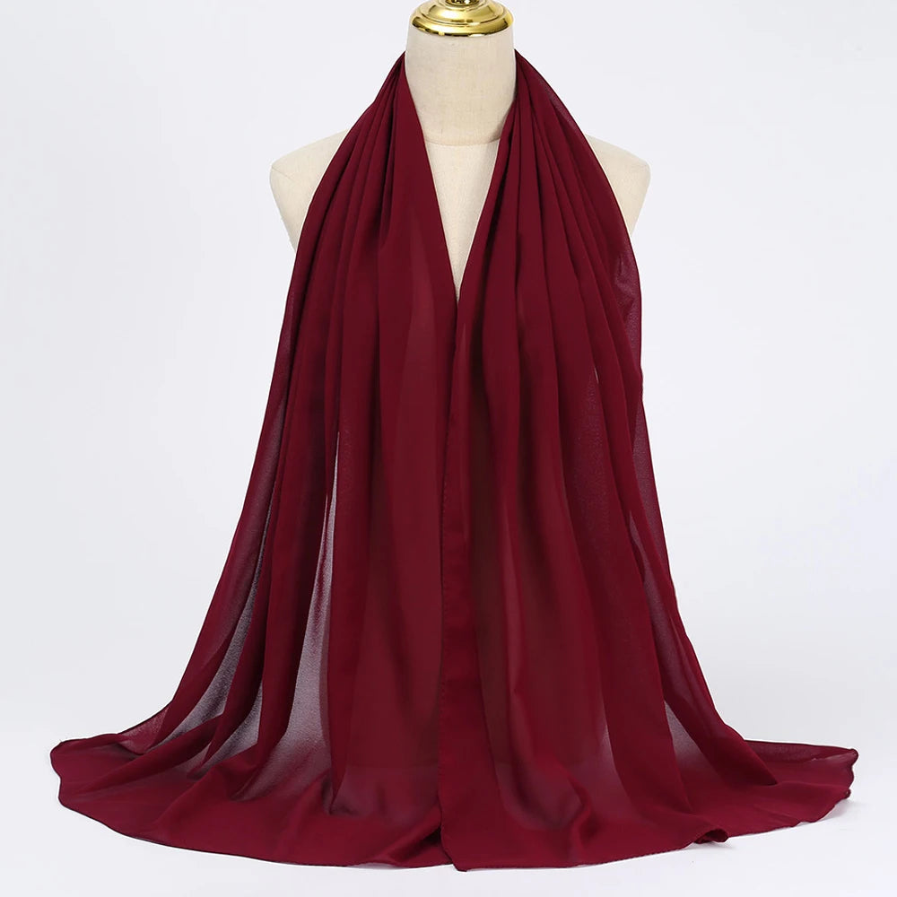 Muslim Chiffon Hijabs For Woman Long Solid Color Head Wrap For Women Shawls Scarves Ladies Muslim Veil Hijab