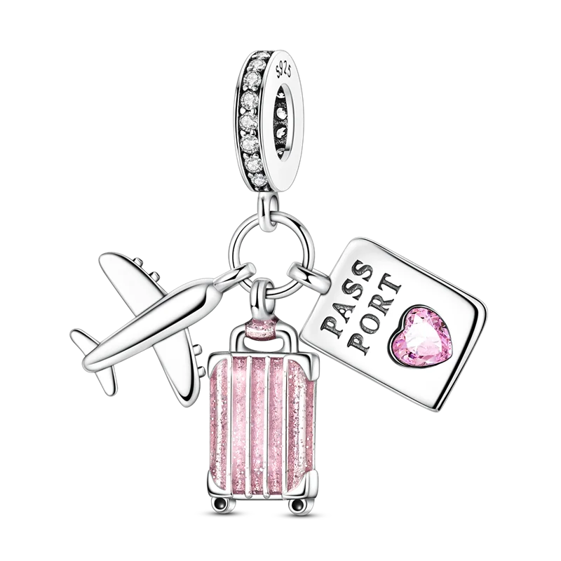 2026 Hot Sale Charms Bead 925 Sterling Sliver Pink Butterfly Luminous Firefly Dangle Fit Bangle Bracelet Necklace DIY Jewelry