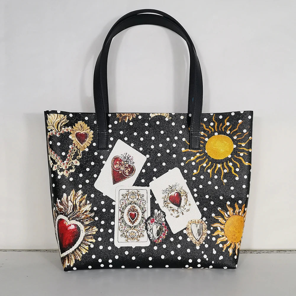 Italy Luxury Print Travel Shoulder Bag Floral Textured-Leather Shopper Tote large tote bag famous brand bag women girl handbag