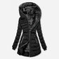 Women's Hooded Fleece Lined Jackets Long Sleeve Cotton Padded Winter Fit Warm Medium Length Coat Zip Up Stylish Women's Clothing