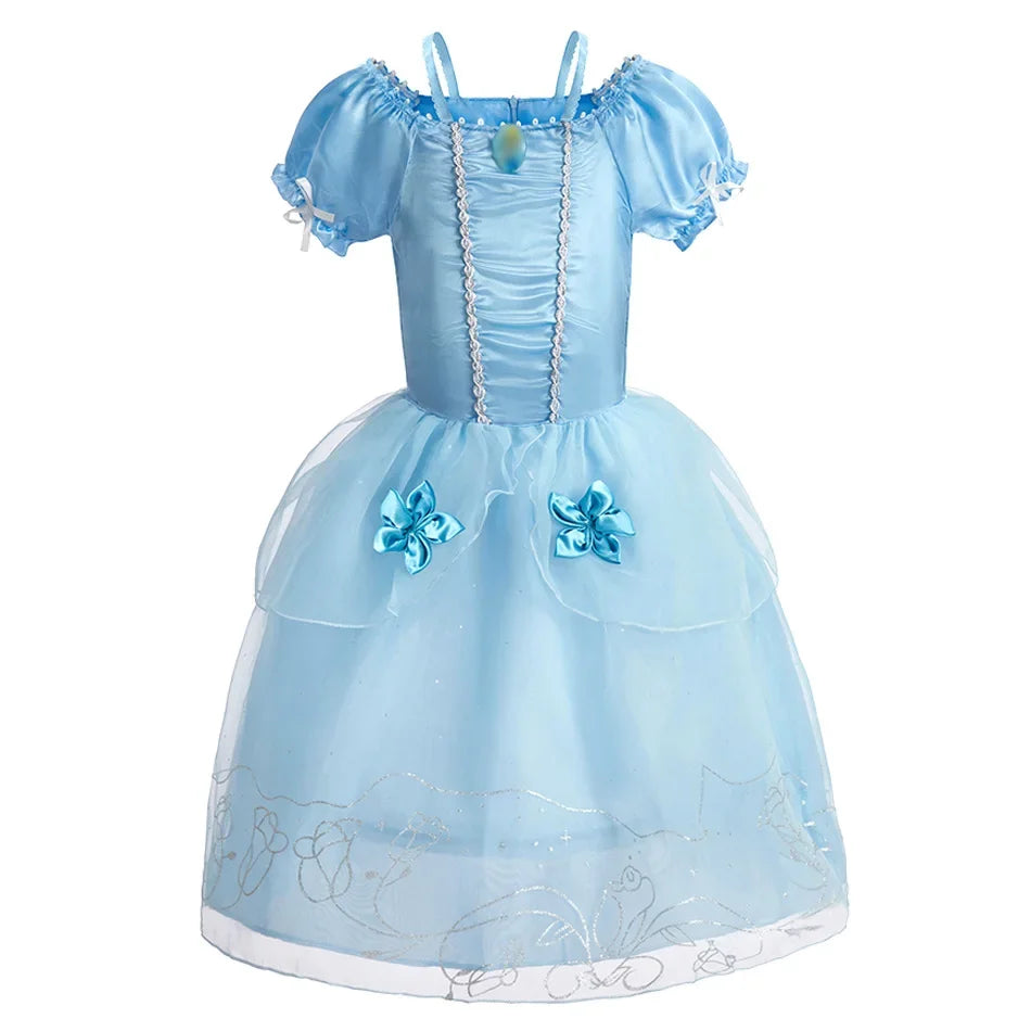Girls Princess Dress Kids Birthday Cosplay Cinderella Snow White Aurora Rapunzel Halloween Costume Children Party Dresses