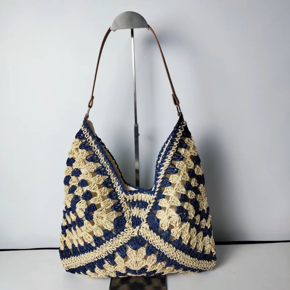 New Summer Straw Crochet Bag Leisure Vacation Weave Shoulder Bag Casual Beach Women's Handbags Ladies/Girls