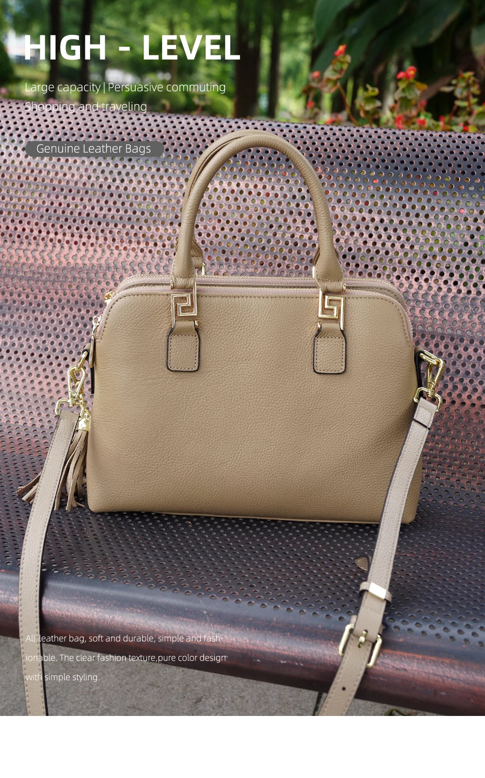 Zency 2025 Winter Women 100% Genuine Leather Shoulder Bag Ladies Crossbody Bag Elegant Tassel Top Handle Bag For Commuters Purse