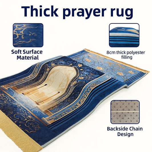 Prayer Rug Living Room Prayer Mat 70*110cm Muslim Islamic Prayer Rug, Carpet Mat, Kneeling Poly Mat with Vintage Pattern, Tassel