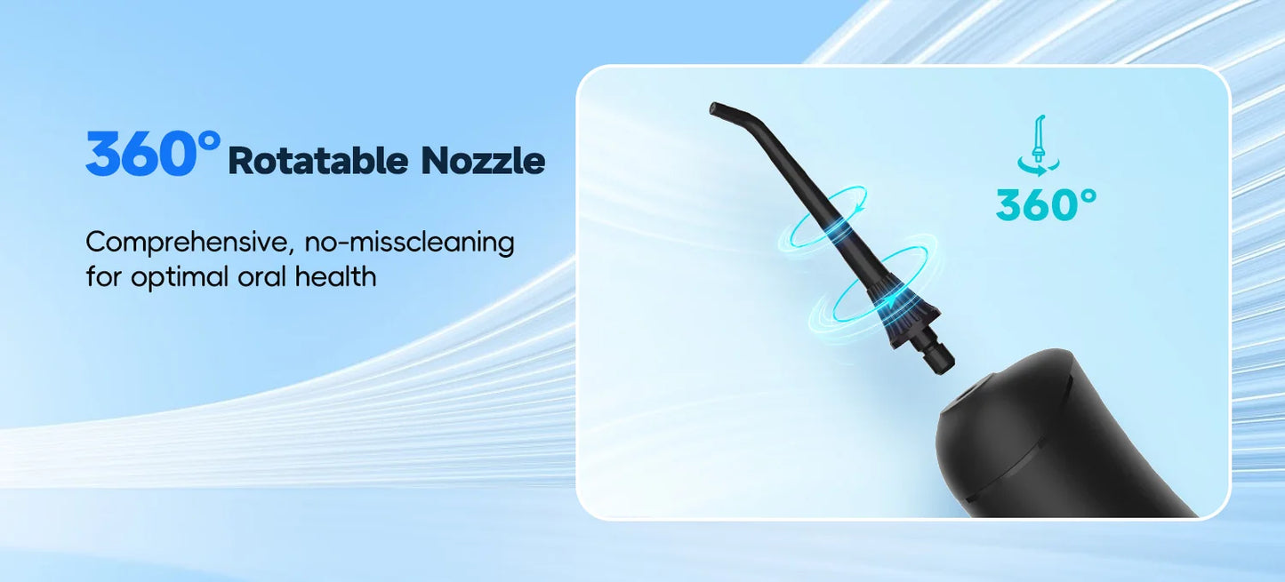 Portable Oral Irrigator with 5 Jet Tips , 5 Cleaning Modes of 3 water pressure , 300ml Water Tank IPX7 Waterproof Water Flosser