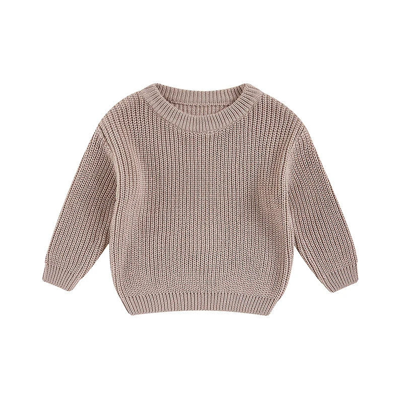 Suefunskry Newborn Baby Girl Boy Knitted Long Sleeve Autumn Winter Sweater Solid Loose Pullover Casual Tops Kids Clothes 0-5Y