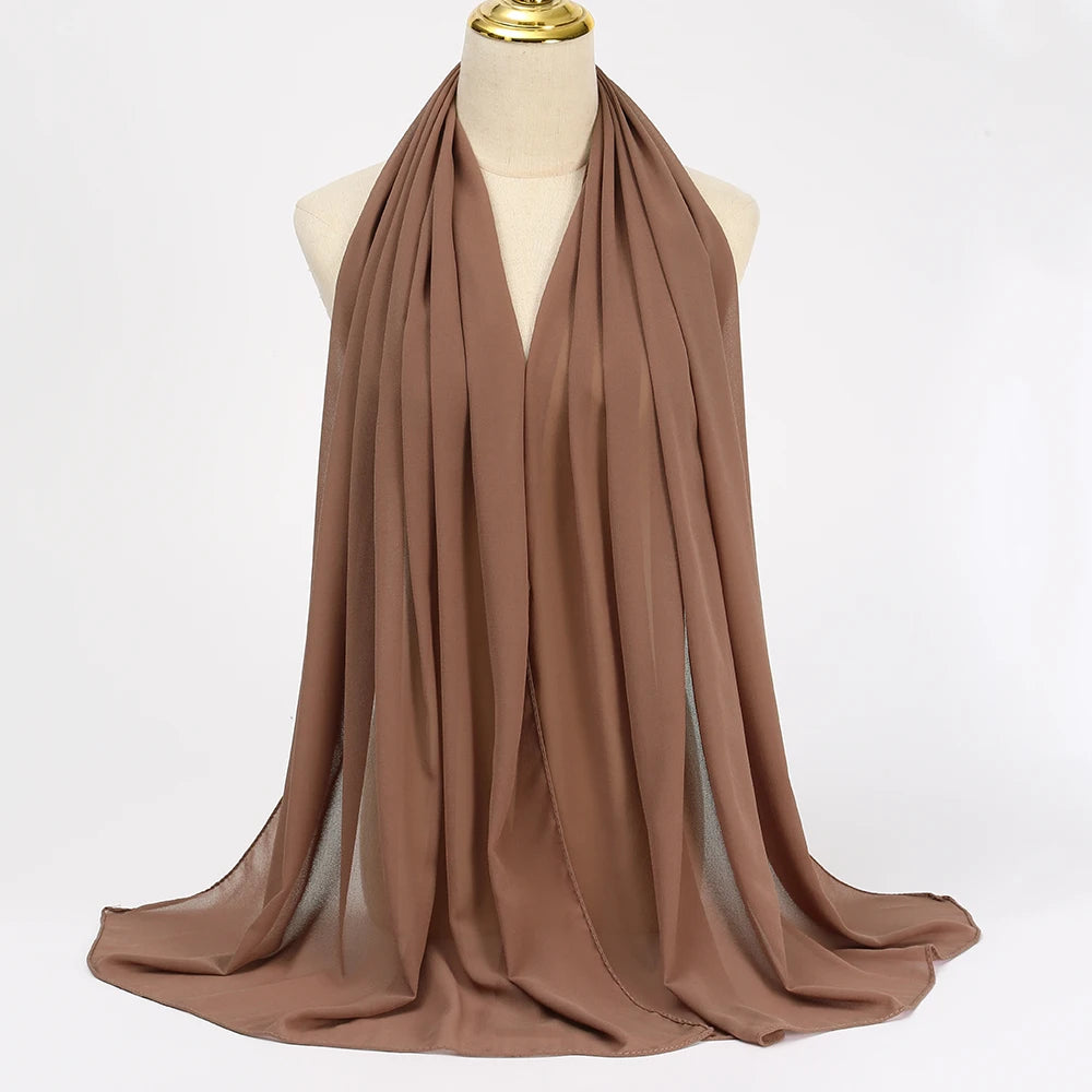Muslim Chiffon Hijabs For Woman Long Solid Color Head Wrap For Women Shawls Scarves Ladies Muslim Veil Hijab