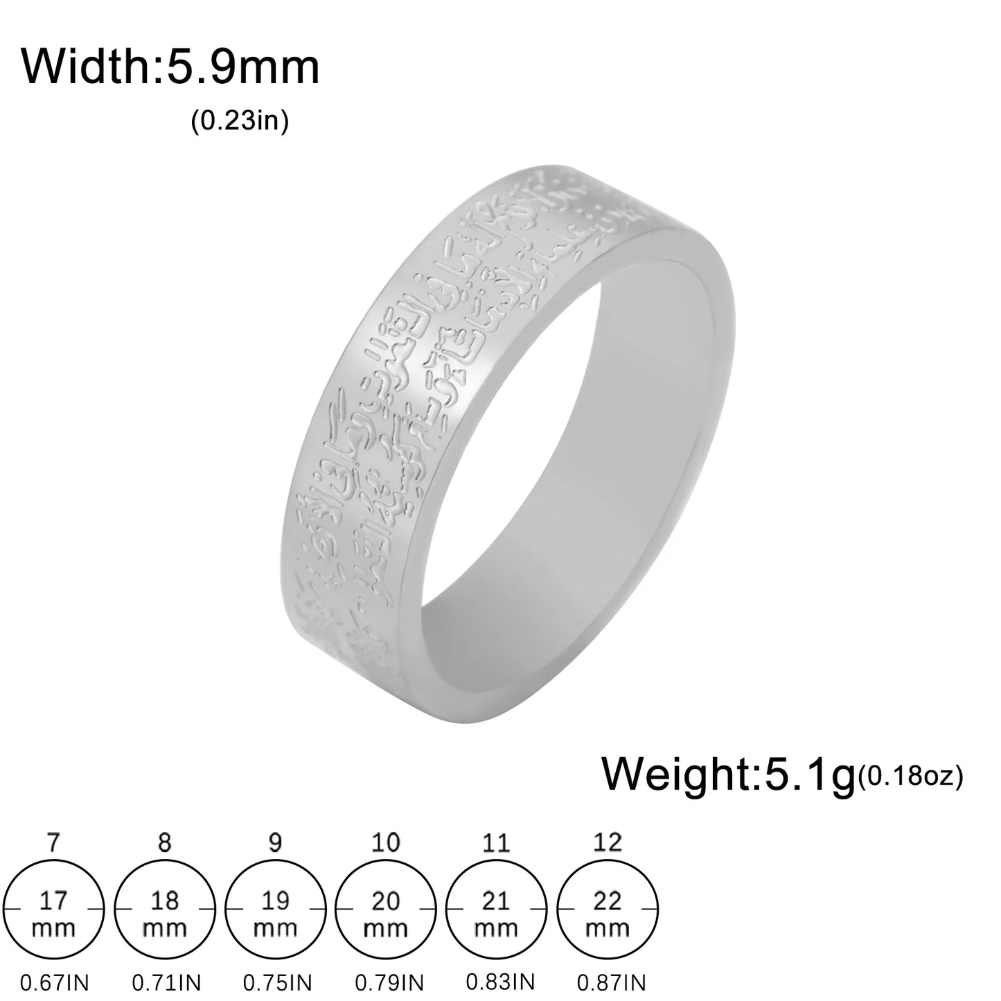 Jeshayuan Muslim Allah Mohammad Ring Islamic Ayatul Kursi Jewish Kabbalah Blessing Ring Stainless Steel Rune Jewelry Gift