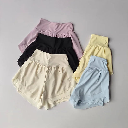 Women's Summer Running Sports Shorts Fitness Yoga Shorts Quick Drying Outdoor 2 in 1 Tennis Casual Training Shorts