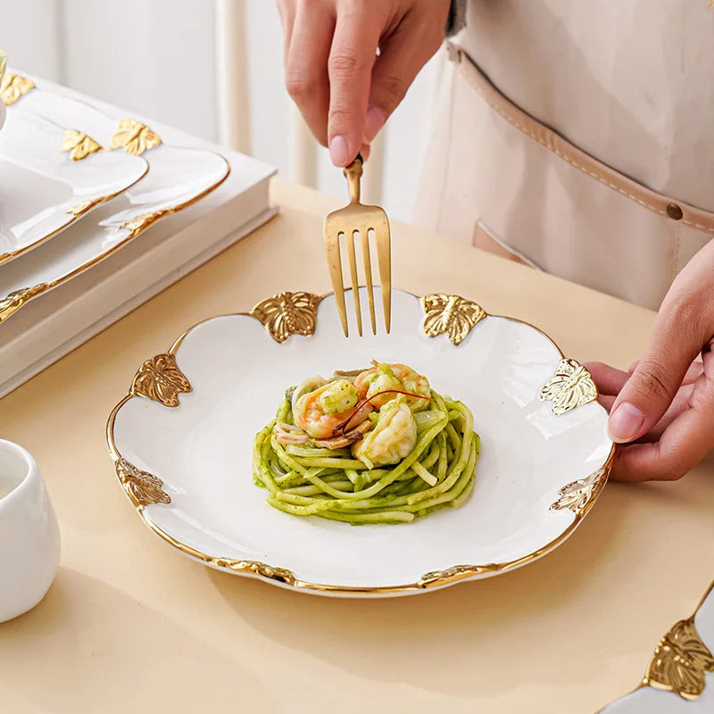 European Ceramic Phnom Penh Western-style Steak Plate Dining Room Characteristic Quadrilateral Tableware Household Dessert Plate