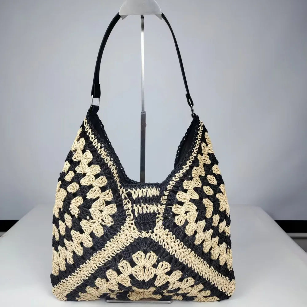 New Summer Straw Crochet Bag Leisure Vacation Weave Shoulder Bag Casual Beach Women's Handbags Ladies/Girls