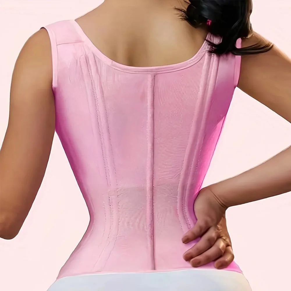 Women's Plus Size Tummy Control Corset Vest Cincher,Full Coverage Back Shapewear with Zipper &Buttoned Closure,Hard Control Belt
