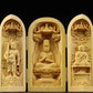 Solid Wood Carving Three Open Buddha Statue, Collapsible Sculpture, Living Room and Bedroom Decoration, Modern Art