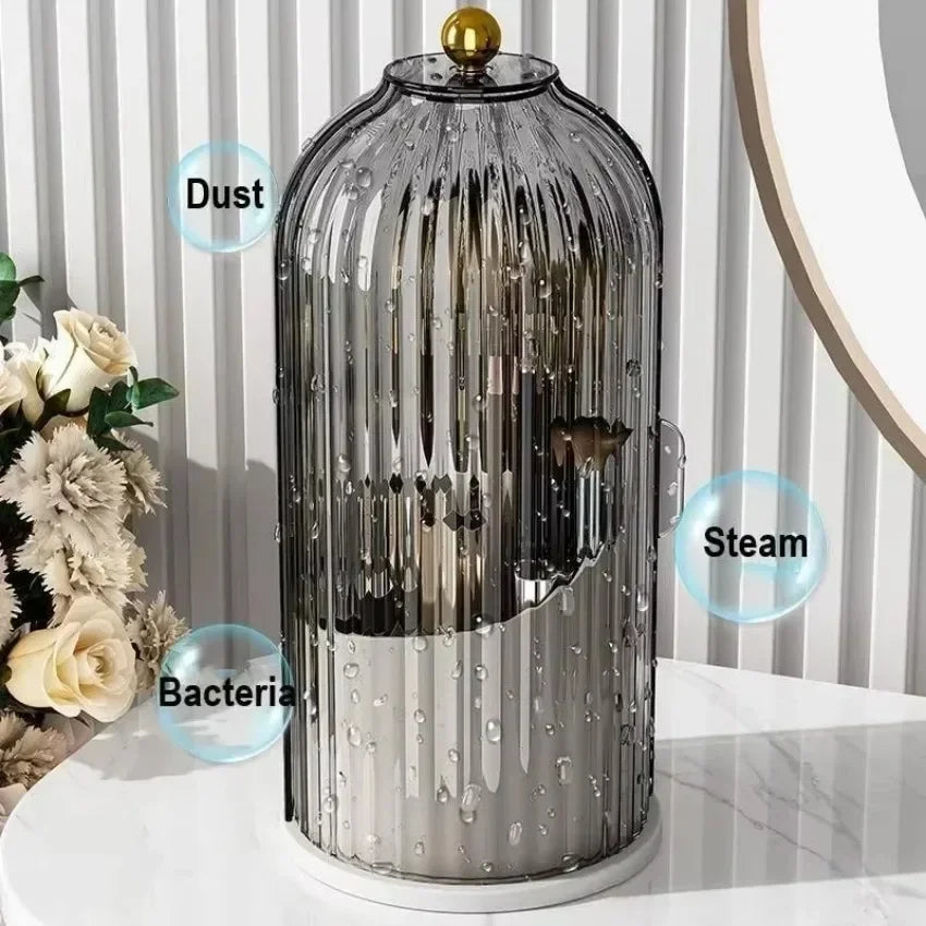 2026 360° Dressing Table Pen Holder Lipstick Storage Rack  Rotating Makeup Brush Storage Tube Dust-proof Partition Storage Box