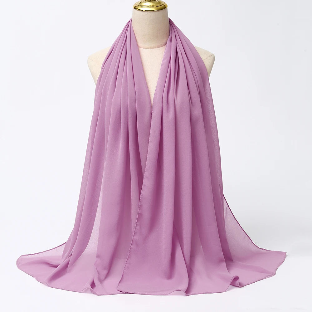 Muslim Chiffon Hijabs For Woman Long Solid Color Head Wrap For Women Shawls Scarves Ladies Muslim Veil Hijab
