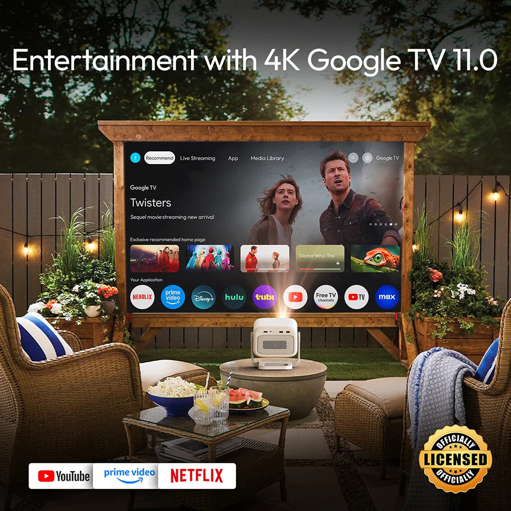 BYINTEK U90 Projector 4K Google TV 11.0 Full HD1080P Cinema WiFi Portable 1080P Home Theater Video DLP Projector with Battery
