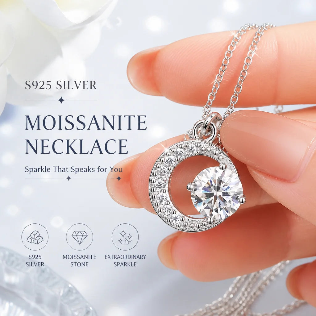 0.5ct-1.0ct VVS1 D Color Moissanite Necklace 925 Soild Sterling Sliver Chain with Certificate Fine Jewelry for Woman Jewelry