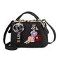High-End Embroidered Soft Leather Women's Bag Large Capacity Commuter Contrast Color Small Square Bag Cloud Pattern Daily Use