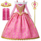 Girl Aurora Princess Dress Children Luxurious Cosplay Costume Rose Pink Briar Rose Outfit Kids Carnival Birthday Party Clothing