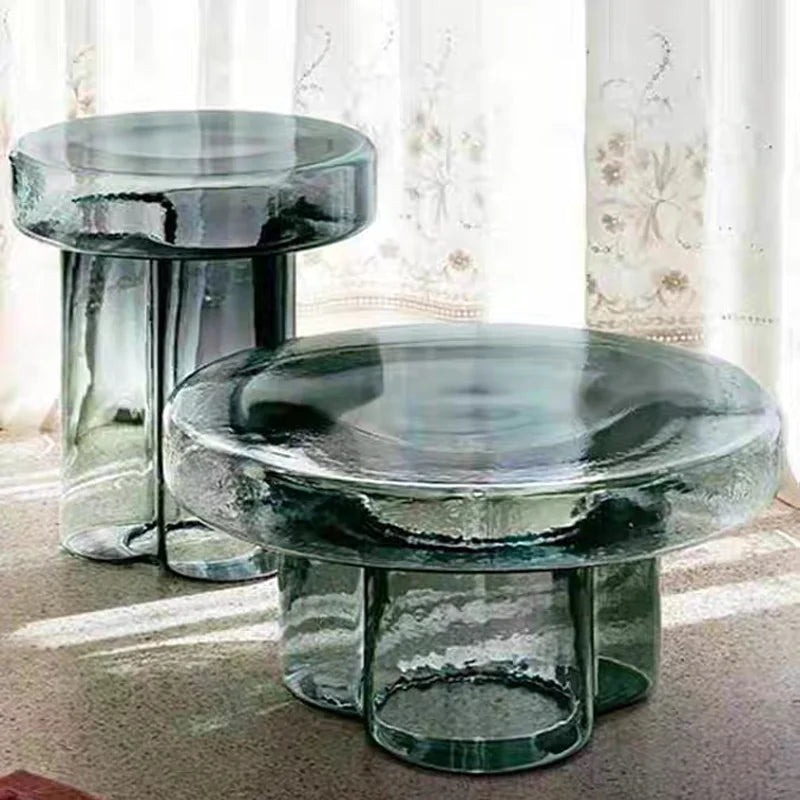 Round Glass Coffee Table for Living Room or Bedroom