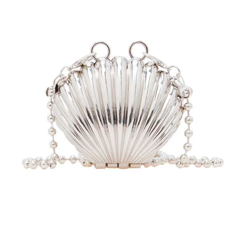 Golden Silver Evening Bag Handbag Luxury Designer Shoulder Crossbody Bags Party Wedding Clutch Mini Heart Pattern Shell Purse