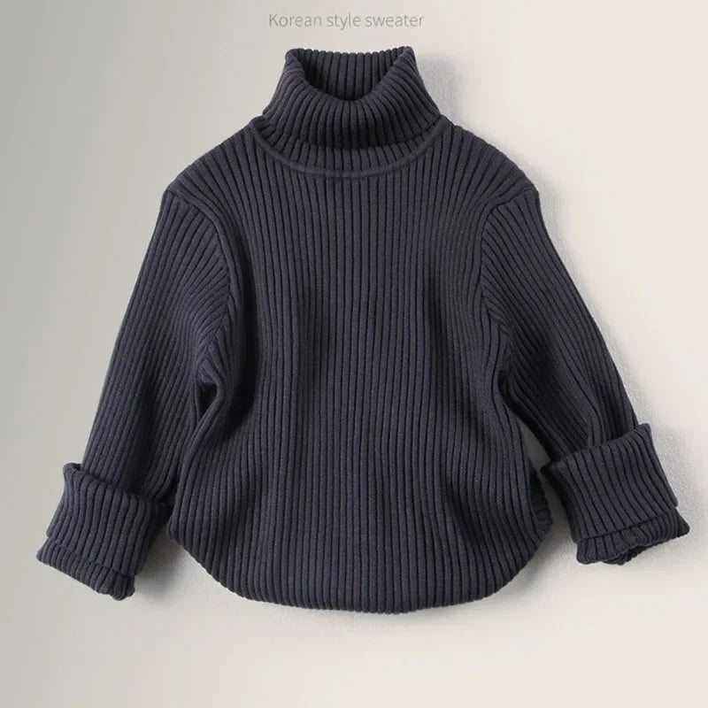 2025 New Autumn Baby Girls Sweater Kids Sweater Winter High Neck Sweater Boys Casual Loose Pullover Sweater Baby Knitted Clothes