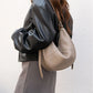 BURMINSA Soft Genuine Leather Crescent Hobo Bag For Women Slouchy Cowhide Shoulder Bag Retro Daily Work Crossbody Purse Handbags