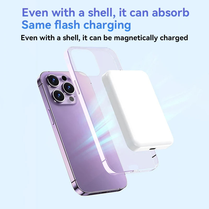 50000mah Wireless Magnetic Power Bank Pd 22.5w Portable Fast Charging External Spare Battery Pack For iphone Samsung Xiaomi