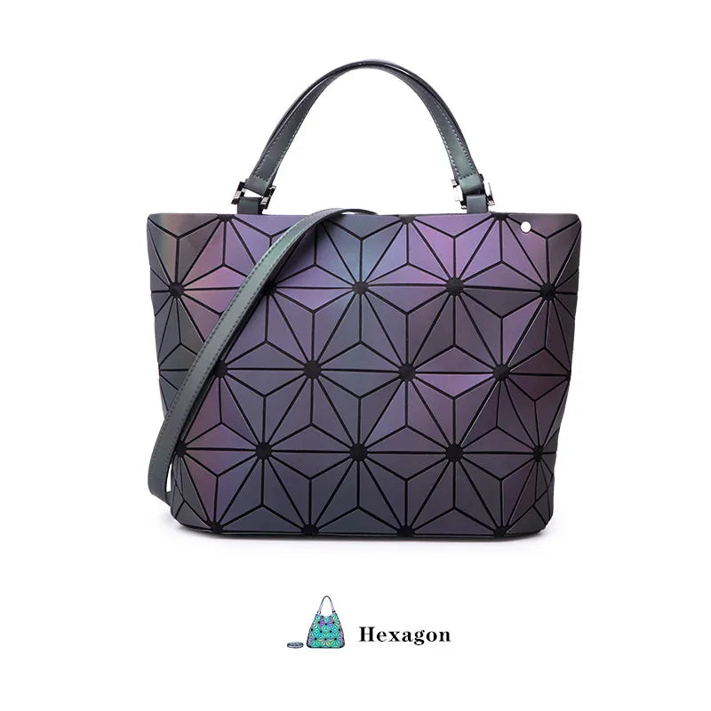 Large Capacity tote bag Diamond Luminous Shoulder Bag Fashion Dazzling Bucket bag Women's fold Deformation Office briefcase