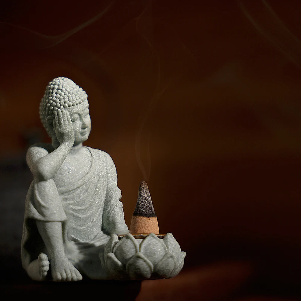 Household aromatherapy decorations new Chinese new ornaments living room Zen tea desktop crafts small sitting Buddha sculpture