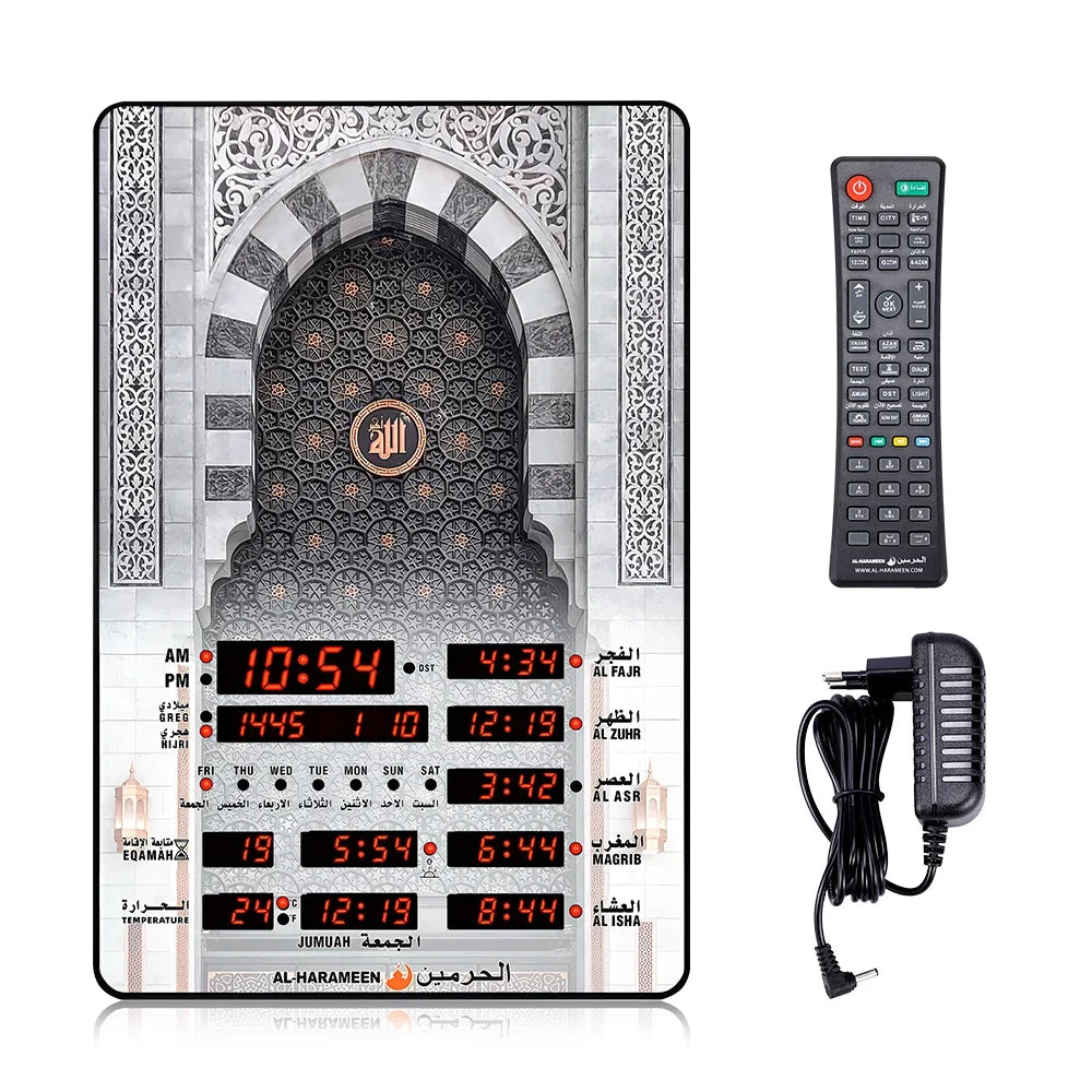 Automatic Prayer Clock LED Digital Wall Clock Islamic Mosque Azan Calendar Muslim Clock+Remote Controller Ramadan Home Decor