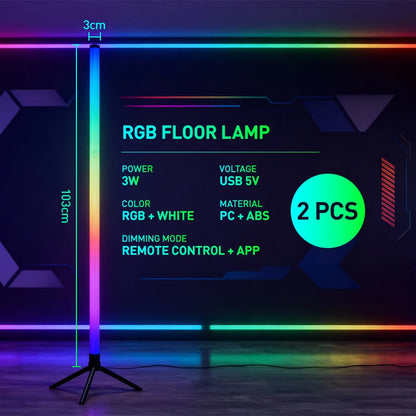 RGB LED Gaming Atmosphere Light Floor Lamp with Remote Control App E-Sports Desk Table Light for Bedroom Living Room Hallway