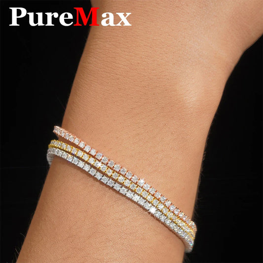 New 2&3&4mm Moisssanite Tennis Bracelet Original 925 Sterling Silver Jewelry Moisssanite Diamond Tennis Chain for Women & Men