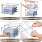 4 Pack Clear Stackable Storage Drawers 15QT, Easily Assemble Closet Organizers,Plastic Storage Bins for Bathroom,Cabinet,Kitchen