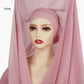 Chiffon Instant Hijab With Bulit-in Magnets Muslim Woman Hijab Solid Color Easy To Wear Shawl Wrap With Undercap Famme Headscarf