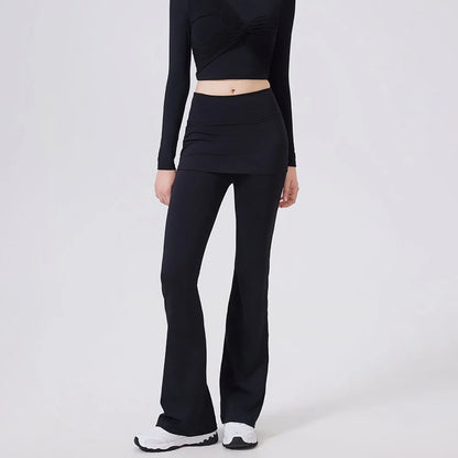 Women's High-Waist Yoga Pants Flared Sports Pants Hip Covering Skirt Running Leggings Dance Training Pilates Fitness Trousers