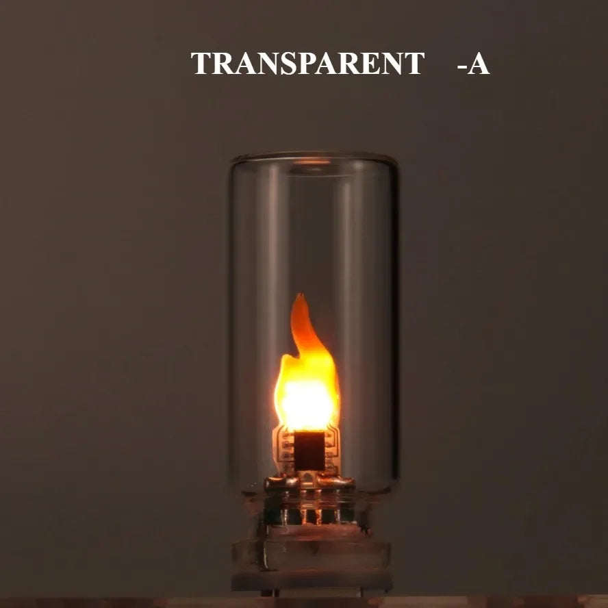 USB Flame Flickering LED Frosted Clear Glass Candle Night Light Simulated Flame for Car Home Room Laptop PC Festival Decoration