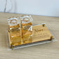Custom Engraved Hebrew Crystal Shabbat Candlestick Set Gold Mirror Acrylic Tray Jewish Sabbath Candle Holder Judaica Gift
