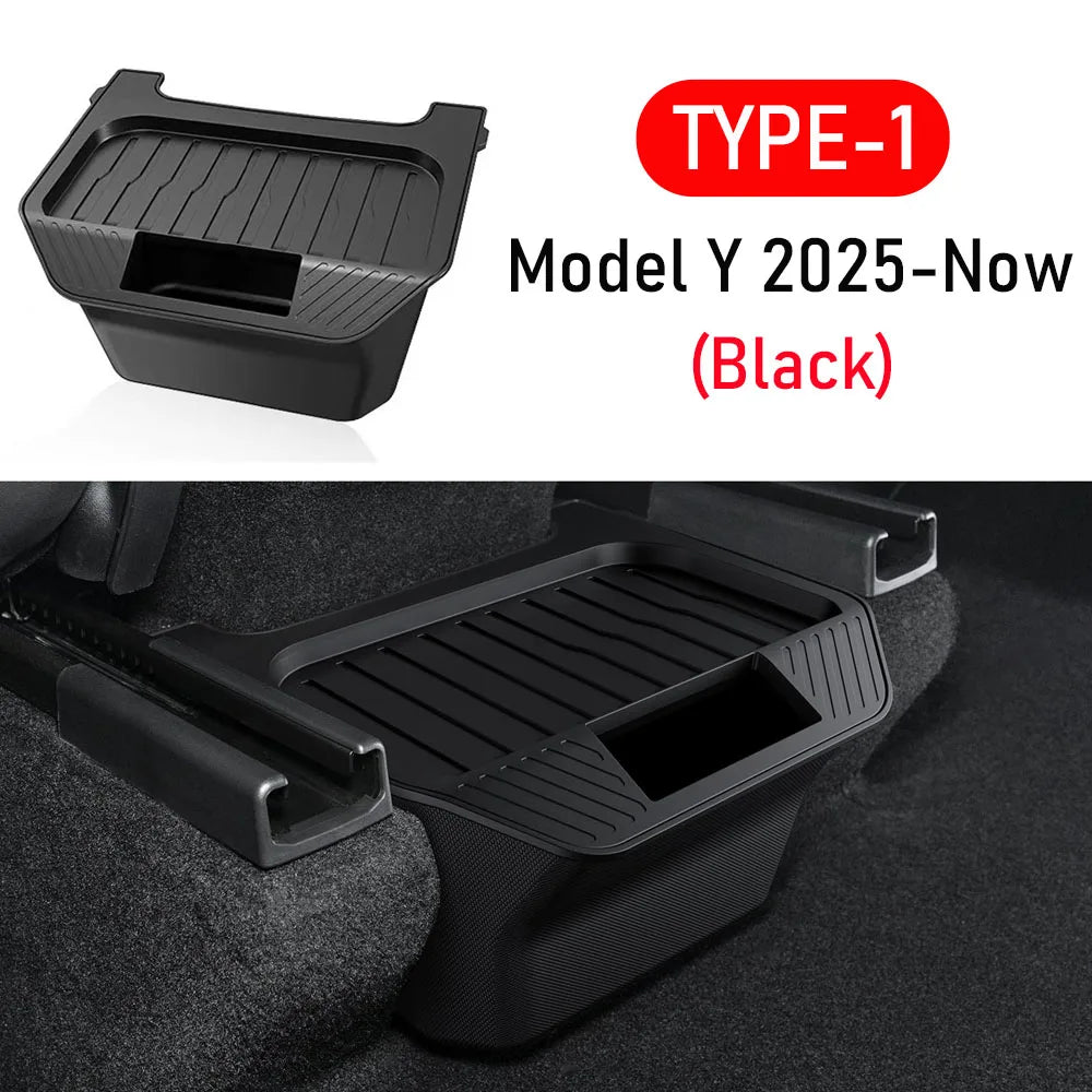 Rear Seat Storage Box for Tesla Model Y Juniper 2025 2026 Organizer Center Console Bins Backseat Trash Can Garbage Accessories