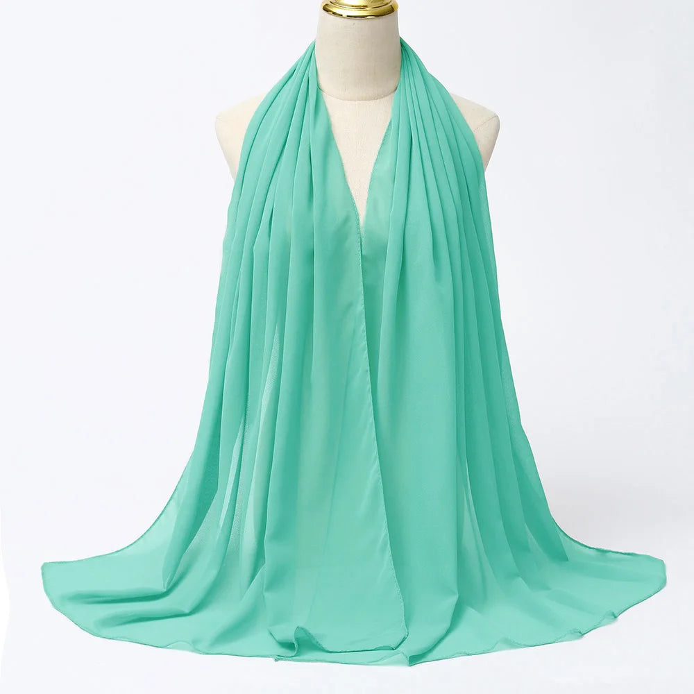 Muslim Chiffon Hijabs For Woman Long Solid Color Head Wrap For Women Shawls Scarves Ladies Muslim Veil Hijab