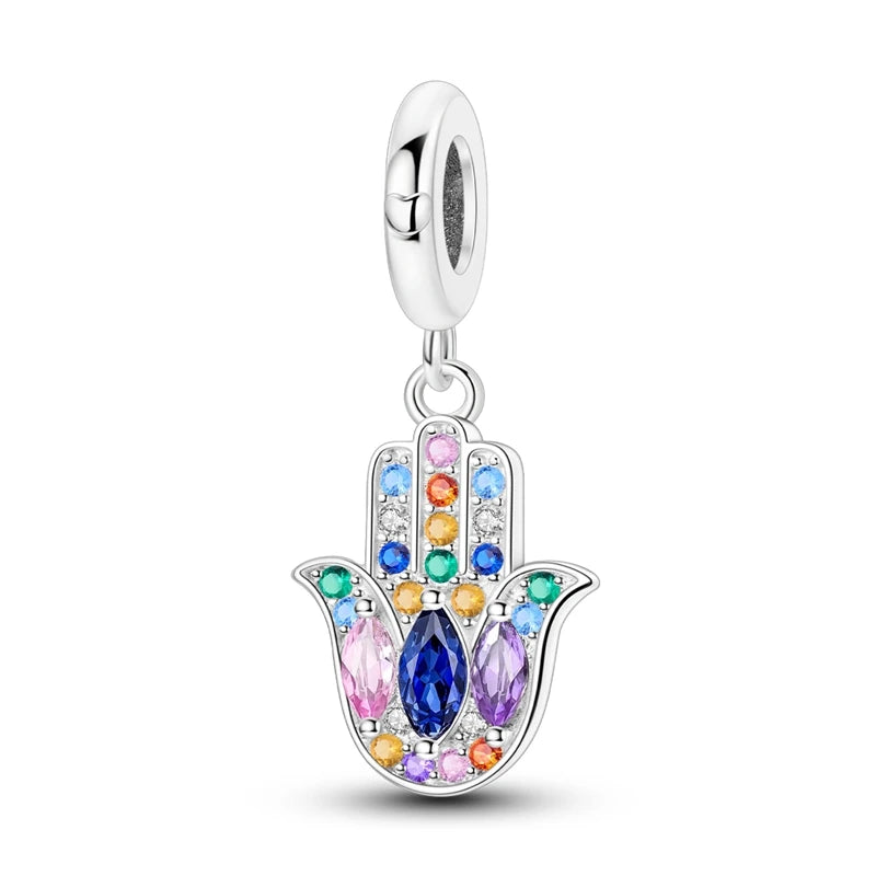 Hot Sales 925 Sterling Silver Charms Beads Devil's Eye Fatima's Hand Cross Beads Fit Original Bracelet Women DIY Jewelry Gifts