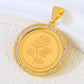 Arabic Islamic Simple Necklace Pendant 21k Gold Plated Dubai Wedding Vintage Coins Pendants Exotic Classic Ayatul Kursi Jewelry