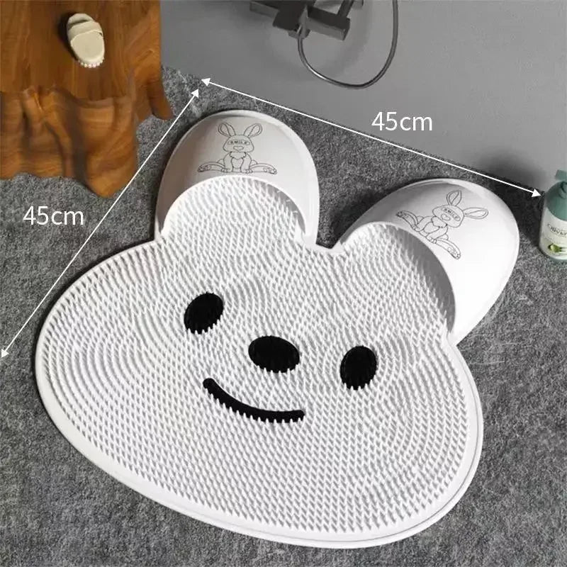 Rabbit Anti Slip Bath Mat Circular Massage Design Back Suction Cup Scrubber Foot Back Shower Anti Fall Device Bathroom Supplies