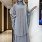 New Two Piece Set Solid Jilbab Prayer Muslim Abaya Set Women Prayer Garment Dress Hijab Long Khimar Skirt Sets Islamic Ramadan