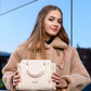 FOXER Split Leather Women Shoulder Bag Elegant Handbag 2025 Autumn Winter Female Large Tote Bag Luxury Design Crossbody Purse