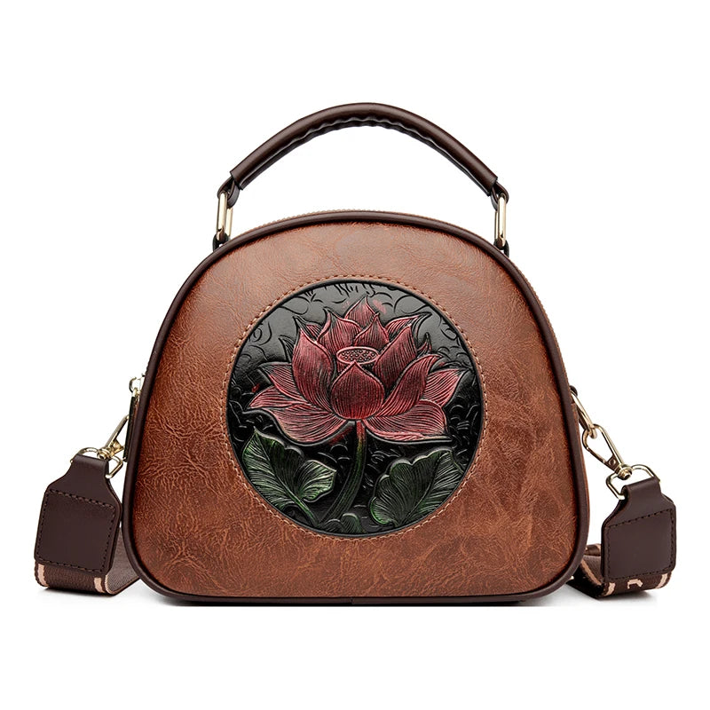 Vintage Handbag Women Shoulder Bag Luxurious Designer Round Bag High-quality Gift Embossed Printed Crossbody Purse for New Women