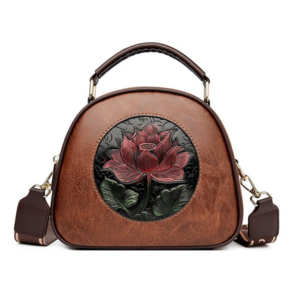 Vintage Handbag Women Shoulder Bag Luxurious Designer Round Bag High-quality Gift Embossed Printed Crossbody Purse for New Women