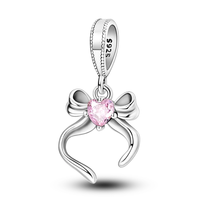 2026 Hot Sale Charms Bead 925 Sterling Sliver Pink Butterfly Luminous Firefly Dangle Fit Bangle Bracelet Necklace DIY Jewelry